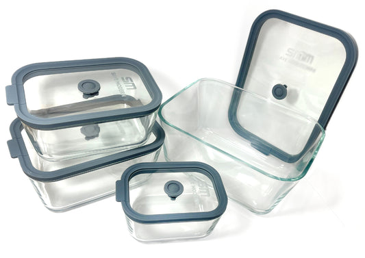 SAVE MODERN Glass Food Storage Containers with Lids – 4-Pcs Set Glass Containers for Food Storage – Microwave and Dishwasher-Safe – Borosilicate Glass Storage Container with Airtight Glass Lids