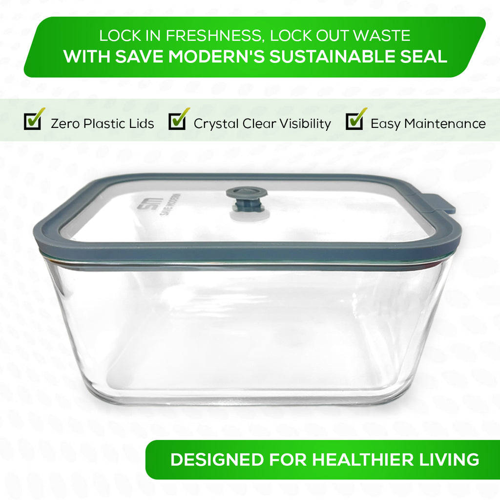 SAVE MODERN Glass Food Storage Containers with Lids – 4-Pcs Set Glass Containers for Food Storage – Microwave and Dishwasher-Safe – Borosilicate Glass Storage Container with Airtight Glass Lids