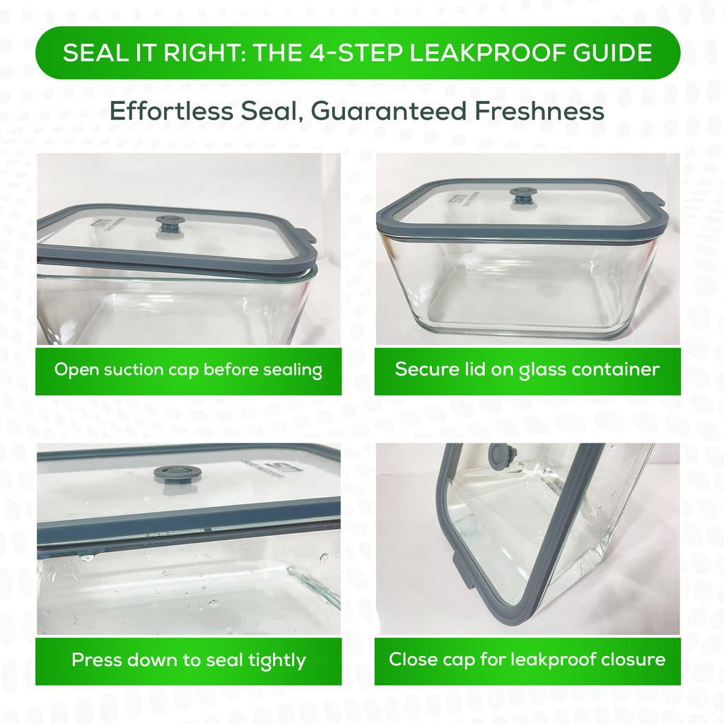 SAVE MODERN Glass Food Storage Containers with Lids – 4-Pcs Set Glass Containers for Food Storage – Microwave and Dishwasher-Safe – Borosilicate Glass Storage Container with Airtight Glass Lids