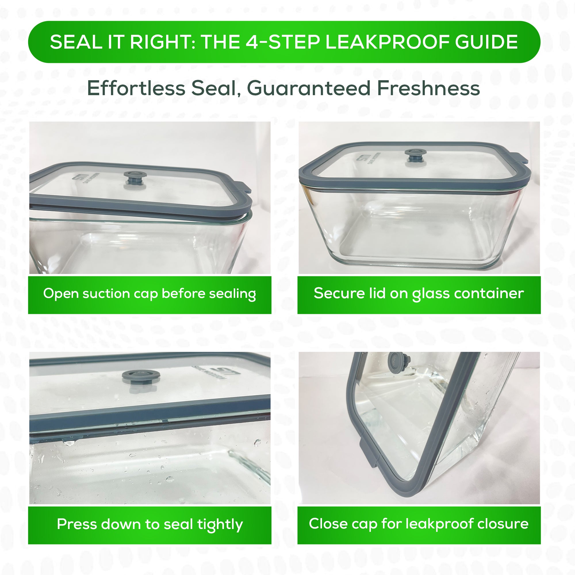 SAVE MODERN Glass Food Storage Containers with Lids – 4-Pcs Set Glass Containers for Food Storage – Microwave and Dishwasher-Safe – Borosilicate Glass Storage Container with Airtight Glass Lids