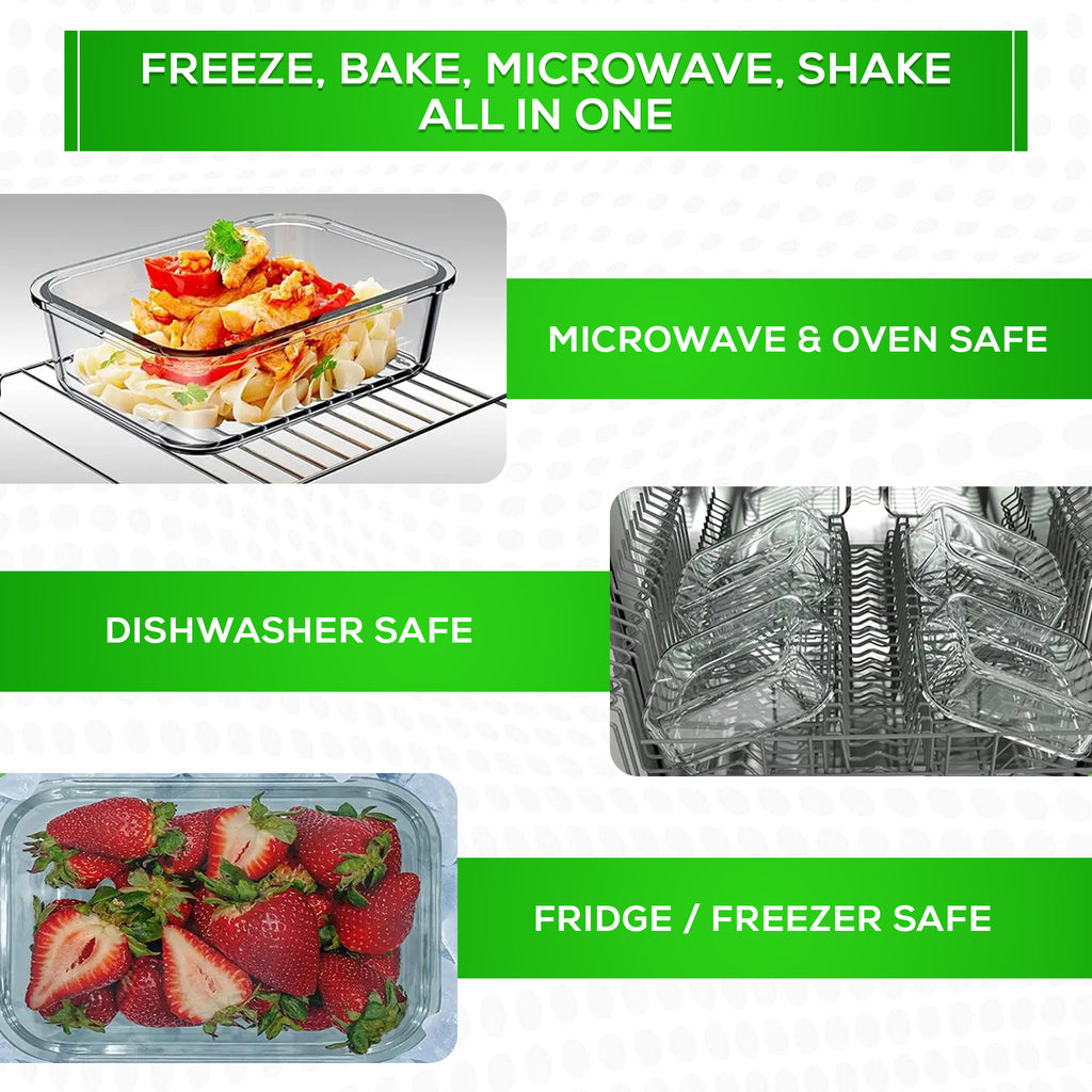 SAVE MODERN Glass Food Storage Containers with Lids – 4-Pcs Set Glass Containers for Food Storage – Microwave and Dishwasher-Safe – Borosilicate Glass Storage Container with Airtight Glass Lids